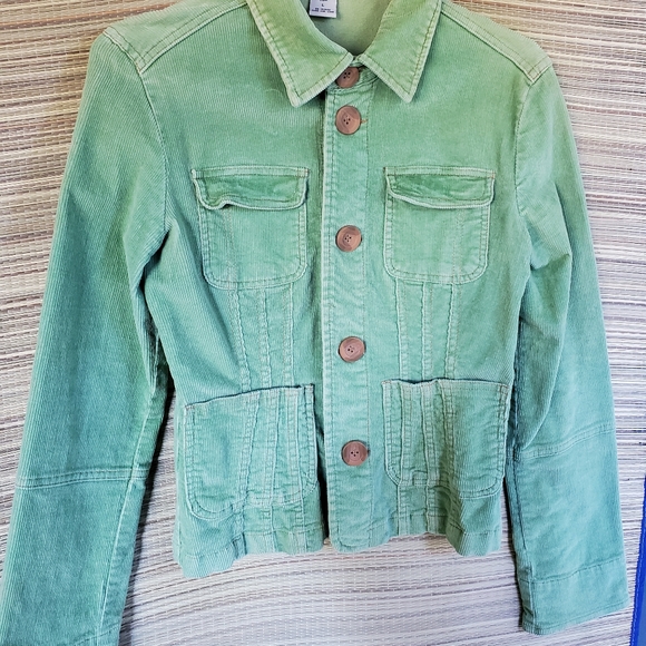 Tulle Women's Green Corduroy, Size L, Tapered Utility Jacket/Blazer - Picture 7 of 11